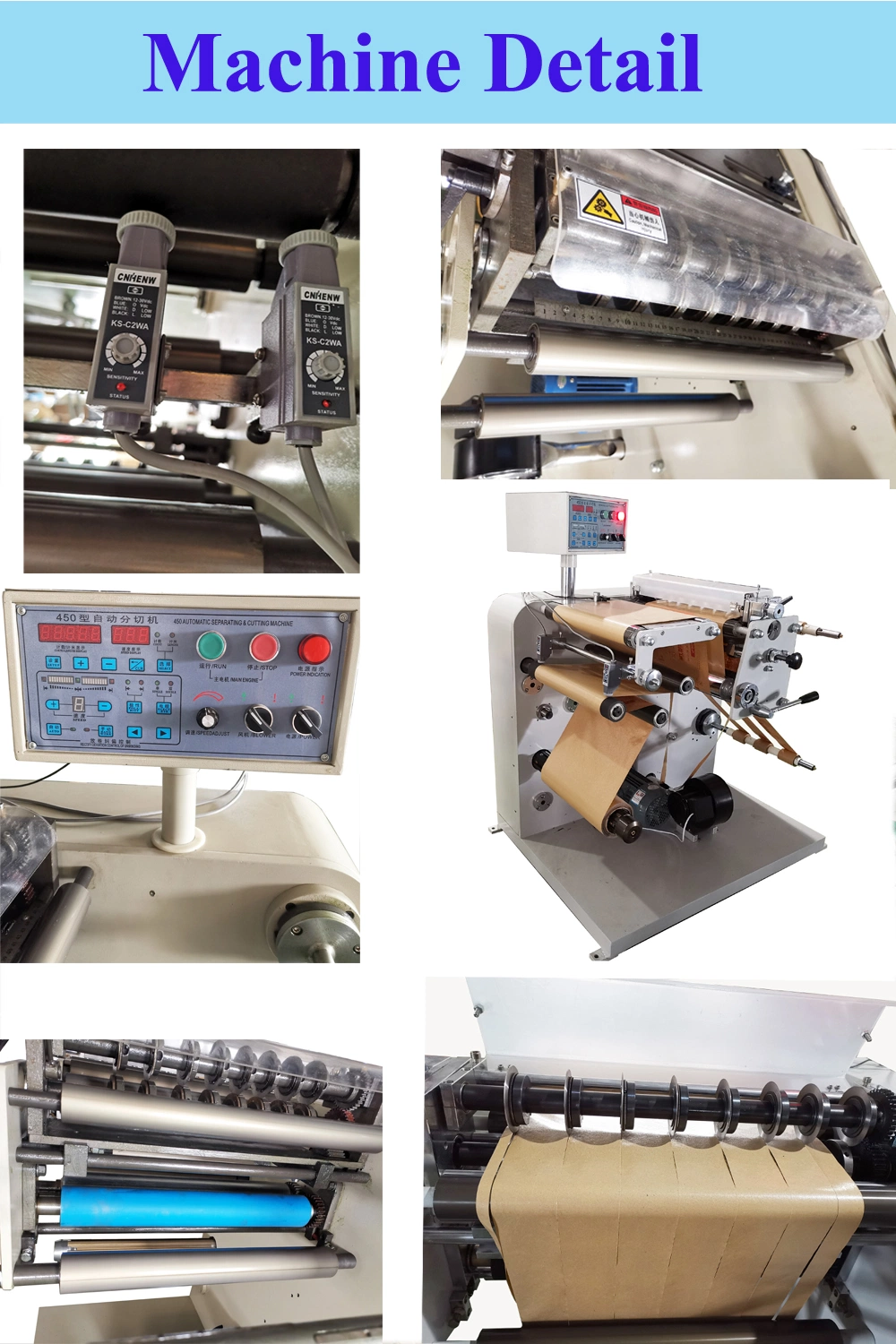 Industrial Automatic PLC Controlled Roll Paper Film Slitting and Rewinding Machine Cutting Machine