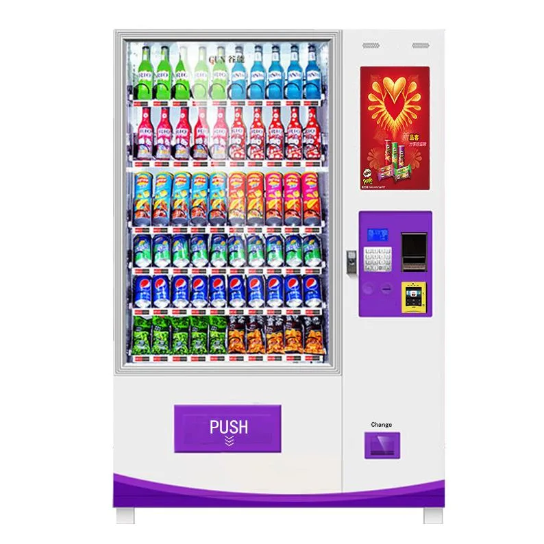 Support Coin Bill Credit Card Payment Combo Snack and Drink Vending Machines with Refrigetor